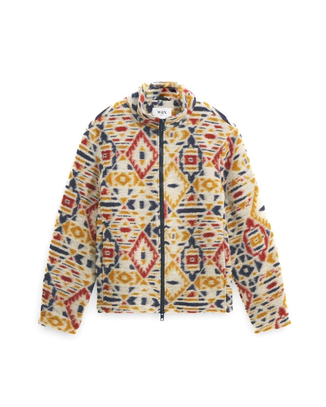 COZY JACKET GEO FLEECE - ECRU/MUSTARD