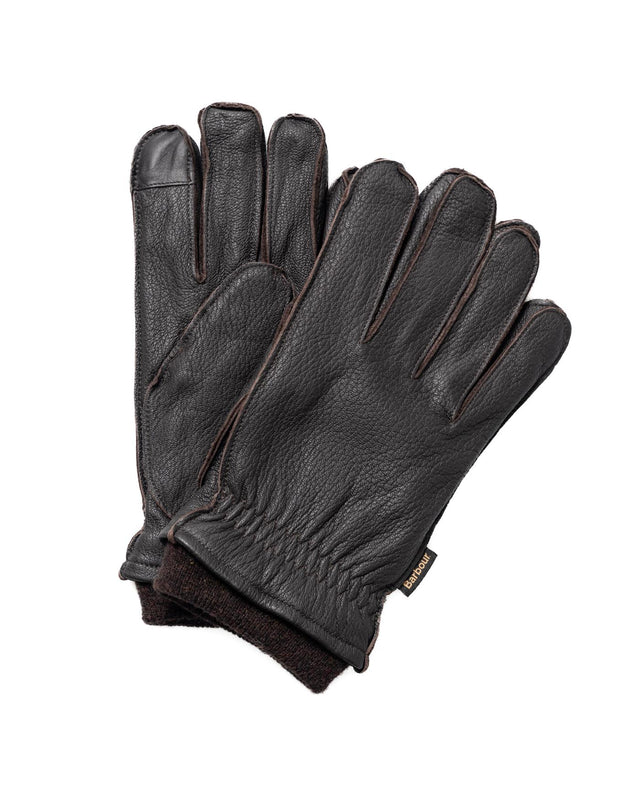 HIGHFIELD LEATHER GLOVES - DARK BROWN MGL0145BR91 -DARK BROWN BARBOUR 