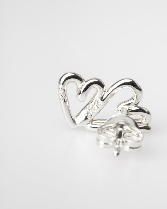 TWO HEARTS EARRINGS - SILVER TWOH-EA-155 -SILVER BAR JEWELLERY 