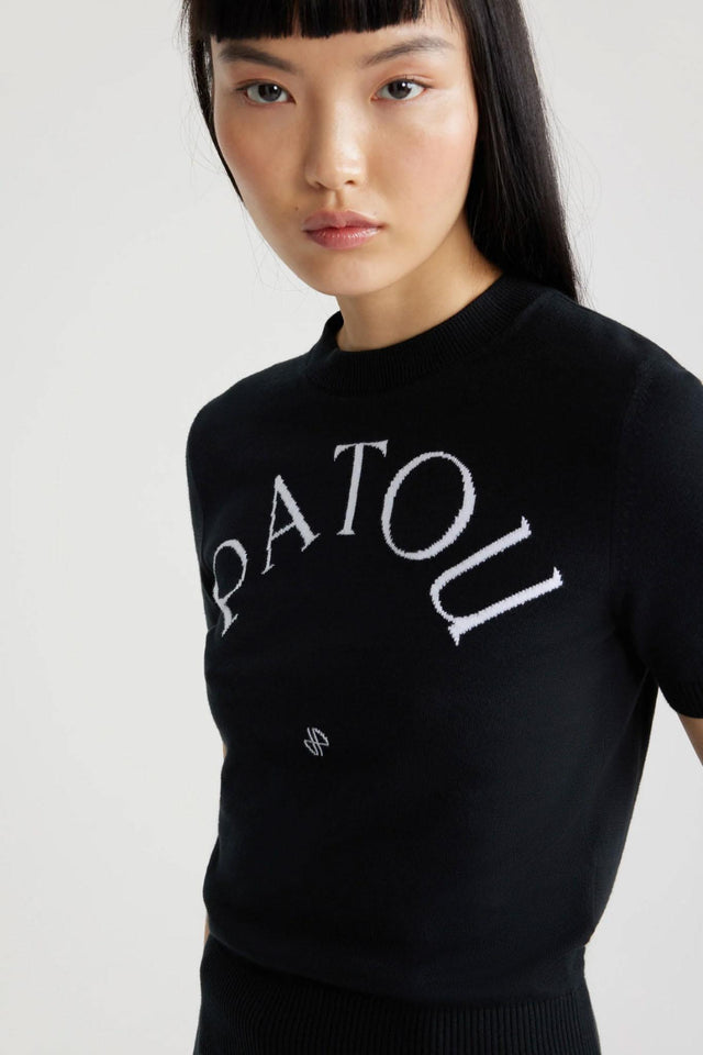 JACQUARD SHORT SLEEVES KNIT - BLACK KN0688045 -999B PATOU 