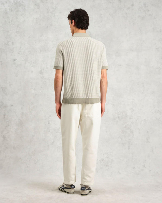 TURIN POLO LADDER STRIPE - LIGHT KHAKI SS25-KNT-TUP-BRB-LKA -LIGHT KHAKI WAX LONDON 