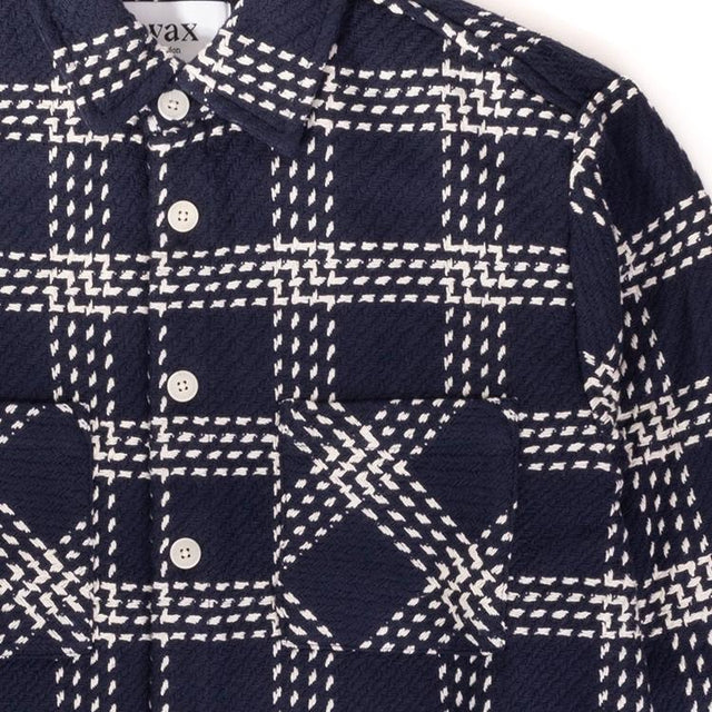 WHITING OVERSHIRT LATTICE CHECK - NAVY AW24-OSH-WHI-BKU-NVY -NAVY WAX LONDON 