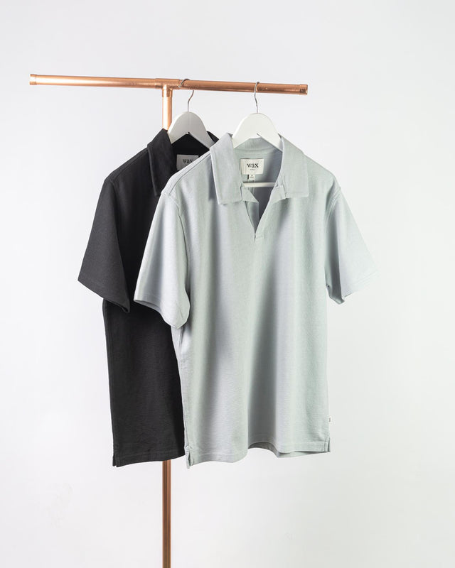 ATWOOD POLO SHIRT - BLACK SS24-POL-ATW-APF-BLK -BLACK WAX LONDON 