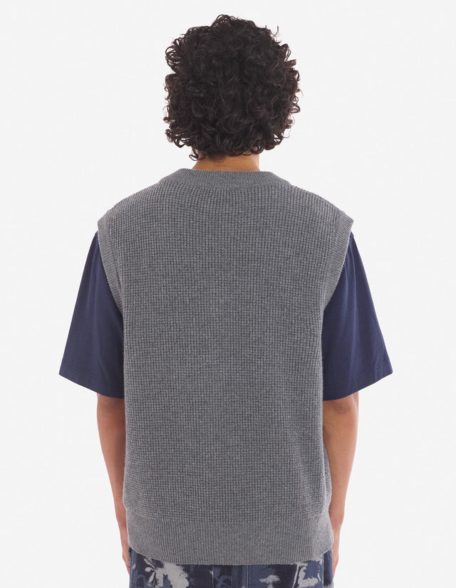 HANDWRITING OVERSIZE VEST - DARK GREY MELANGE
