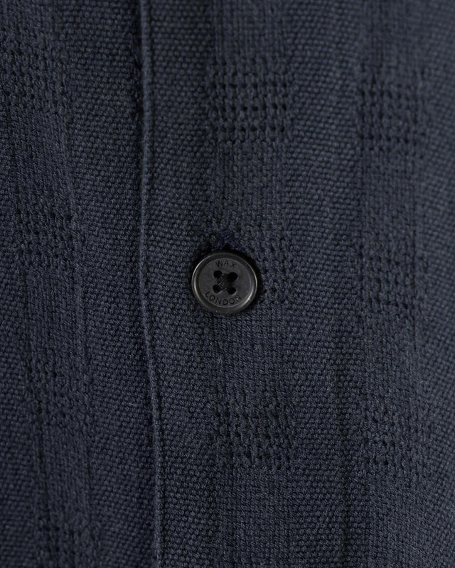 DIDCOT SS SHIRT OPEN WEAVE GRID - NAVY SS25-SSS-DID-BOP-NVY -NAVY WAX LONDON 