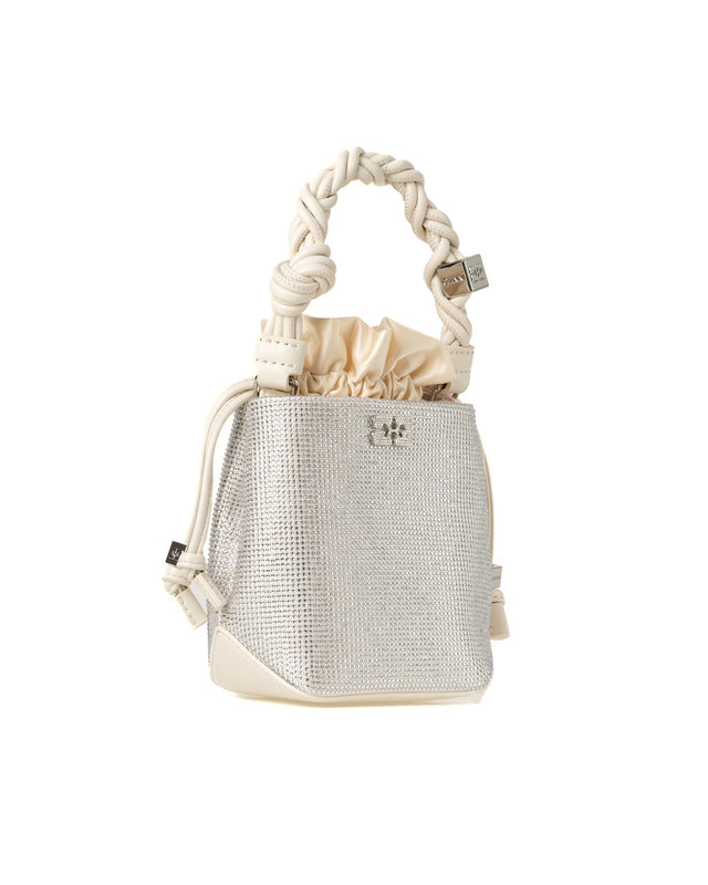 BOU BUCKET MINI SATIN STRASS BAG - EGRET A6507 -135 EGRET GANNI 