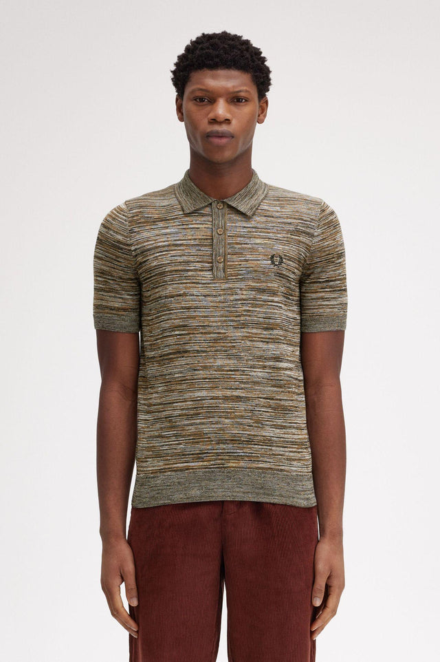 SPACE DYE KNITTED SHIRT - SHADED STONE K8543 -X54 SHDSTN/ECRU FRED PERRY 