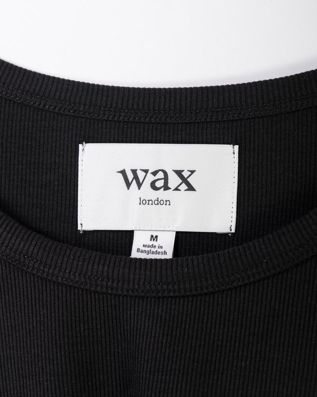 RIBBED MONTAGUE VEST - BLACK WI00-TEE-MON-AXH-BLK -BLACK WAX LONDON 