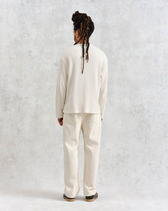 MOORE WAFFLE TEXTURED COTTON T-SHIRT - ECRU AW24-LST-MOR-BLF-ECR -ECRU WAX LONDON 