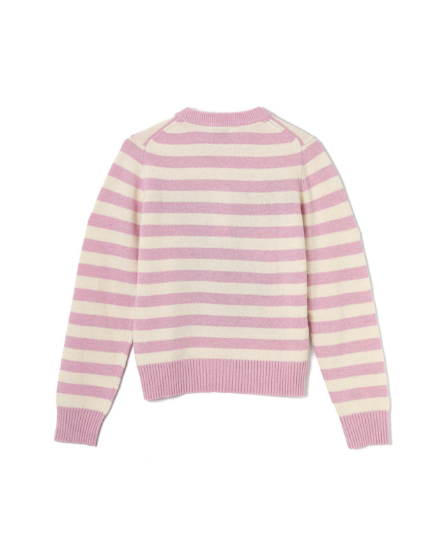 STRIPED GRAPHIC WOOL MIX BUNNY JUMPER - PRIMROSE PINK