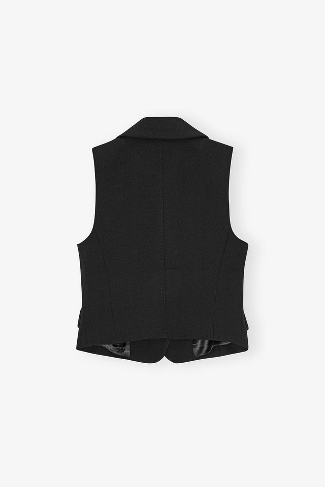 BONDED CREPE VEST - BLACK W0243 -099 BLACK GANNI 