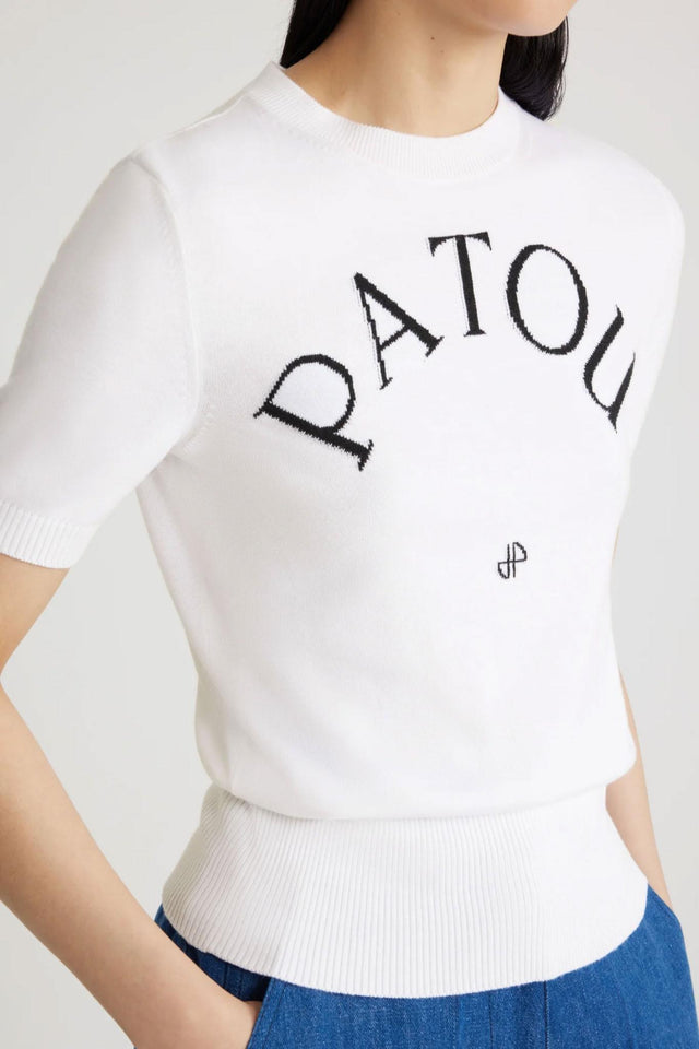 JACQUARD SHORT SLEEVES KNIT - WHITE. KN0688045 -001W PATOU 