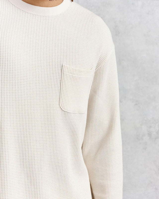 MOORE WAFFLE TEXTURED COTTON T-SHIRT - ECRU AW24-LST-MOR-BLF-ECR -ECRU WAX LONDON 