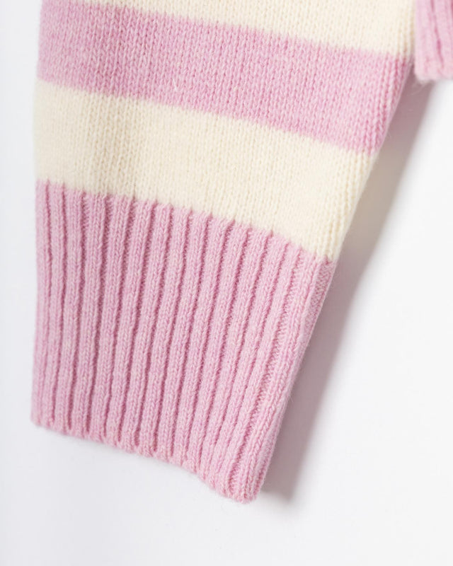 STRIPED GRAPHIC WOOL MIX BUNNY JUMPER - PRIMROSE PINK
