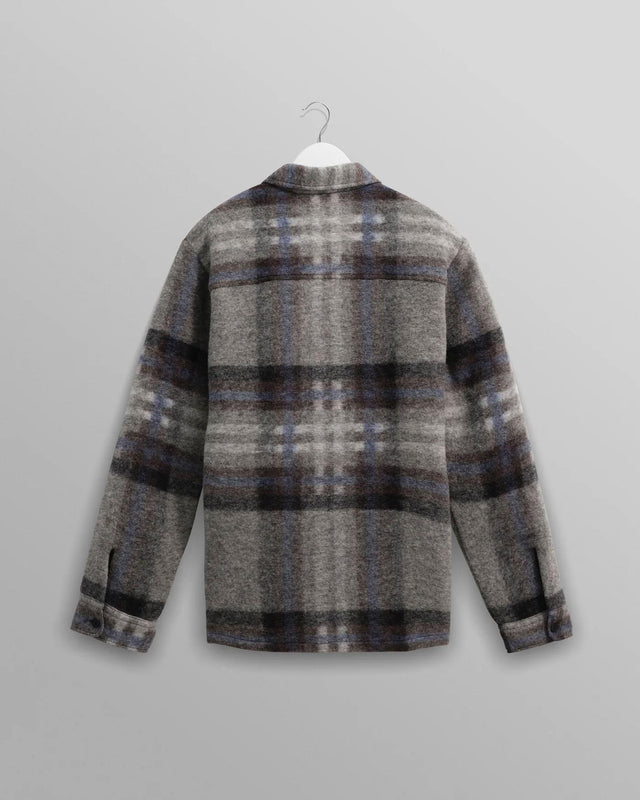 WOOL CHECK NOLAN OVERSHIRT - GREY/ BLUE AW25-OSH-NOL-BZF-GBL -GREY/BLUE WAX LONDON 
