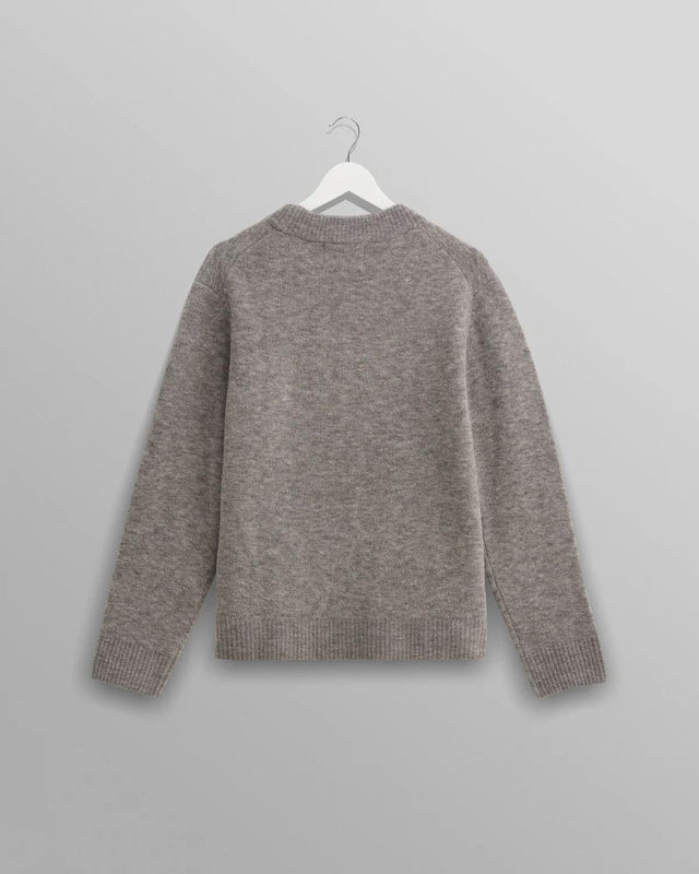 WILDE CREW BOUCLE JUMPER - GREY MARL AW24-KNT-WLD-BLG-GRM -GREY MARL WAX LONDON 