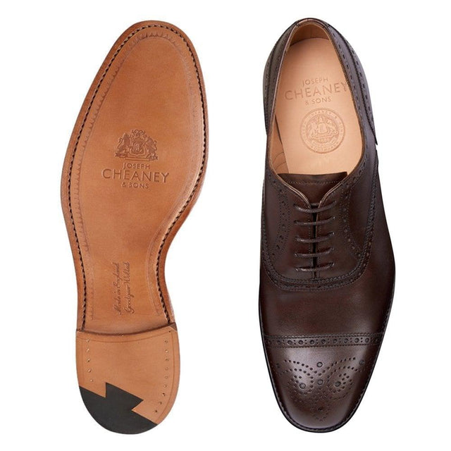 WILFRED OXFORD SEMI BROGUE  CALF LEATHER SHOES - MOCHA