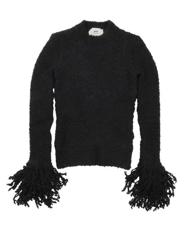 FRINGES SWEATER - BLACK FKS060.KN0020 -001 AMI PARIS 