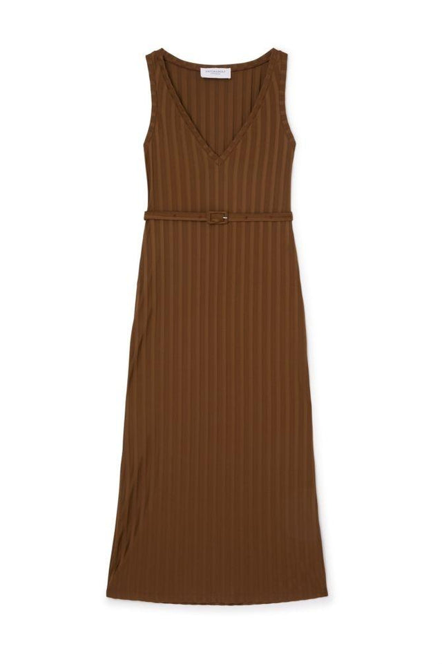 LONG RIB DRESS - BROWN ED025 -BROWN VIKTOR & ROLF 