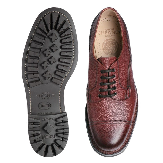 CAIRNGORM II C VELDTSCHOEN DERBY LEATHER SHOES - BURGUNDY GRAIN