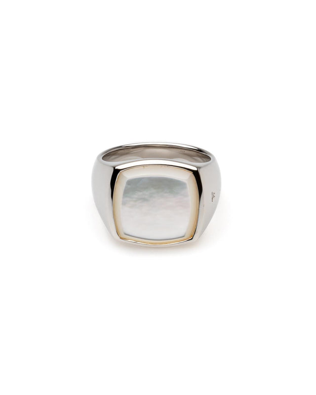 CUSHION WHITE MOP RING - SILVER 100383 -SILVER TOM WOOD 