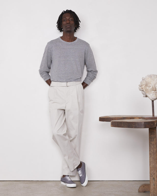 STRIPE T-SHIRT - HEATHER GREY/ ECRU S25MTEE227 -HEATHER GREY/ECRU OFFICINE GENERALE 