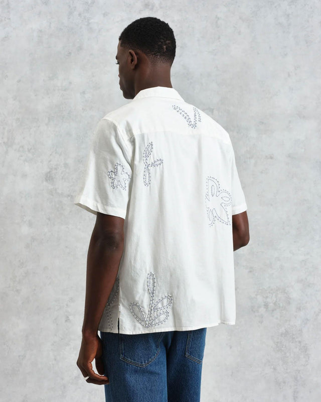 DIDCOT SS SHIRT OVERSIZED FLORAL - ECRU/ PALE BLUE SS25-SSS-DID-BOO-EPB -ECRU / PALE BLUE WAX LONDON 