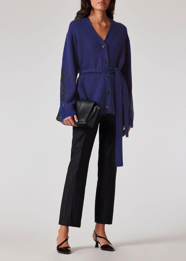 WOMEN'S MOHAIR-BLEND EMBROIDERED OVERSIZED CARDIGAN - BRIGHT NAVY W1R-472N-N11027 48 Bright Navy PAUL SMITH 