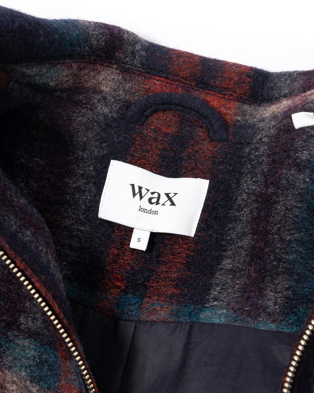 WOOL CHECK HEATH JACKET - NAVY/ MULTI AW25-JKT-HTH-BZF-NML -NAVY/MULTI WAX LONDON 