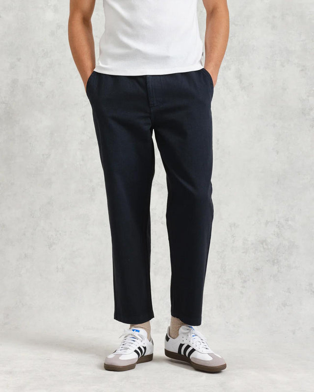 KURT TROUSERS - NAVY TWILL WI00-TRO-KUR-BFK-NVY NAVY WAX LONDON 
