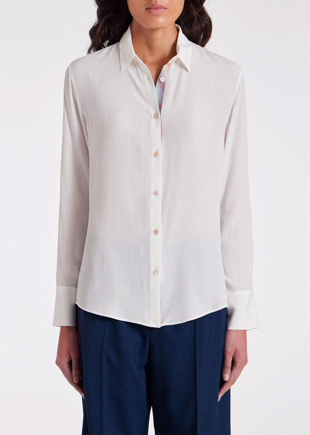 WOMENS SPRAY SWIRL PLACKET SHIRT - CREAM W2R-019BB-K30847 6 PAUL SMITH 