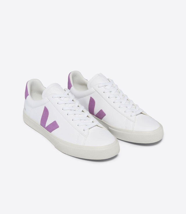 WOMENS CAMPO CHROMEFREE LEATHER TRAINERS - EXTRA WHITE/ MULBERRY CP0503493A WEXTRA WHITE/MULBERRY VEJA 
