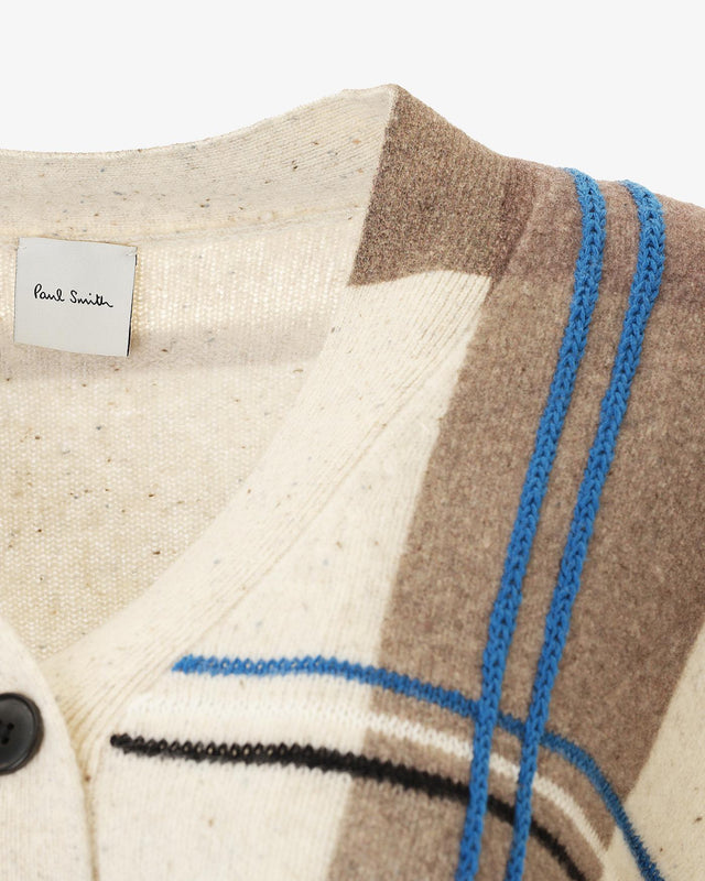 WOMENS KNITTED CARDIGAN BUTTON-THRU - CREAM W1R-383N-L10930 2 PAUL SMITH 