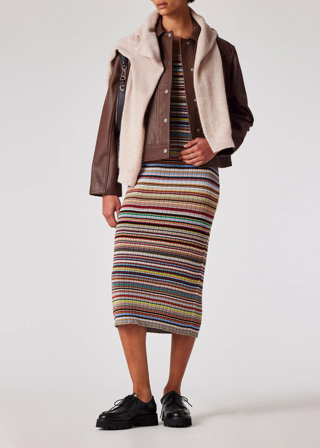 WOMEN'S SIGNATURE STRIPE KNITTED COTTON DRESS - MULTI W1R-467N-N11020 92 PAUL SMITH 