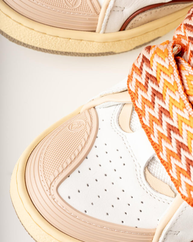 LEATHER CURB SNEAKERS - WHITE/ PEACH FU-SKDK12-BICO-E25 -0961 WHITE/PEACH LANVIN 