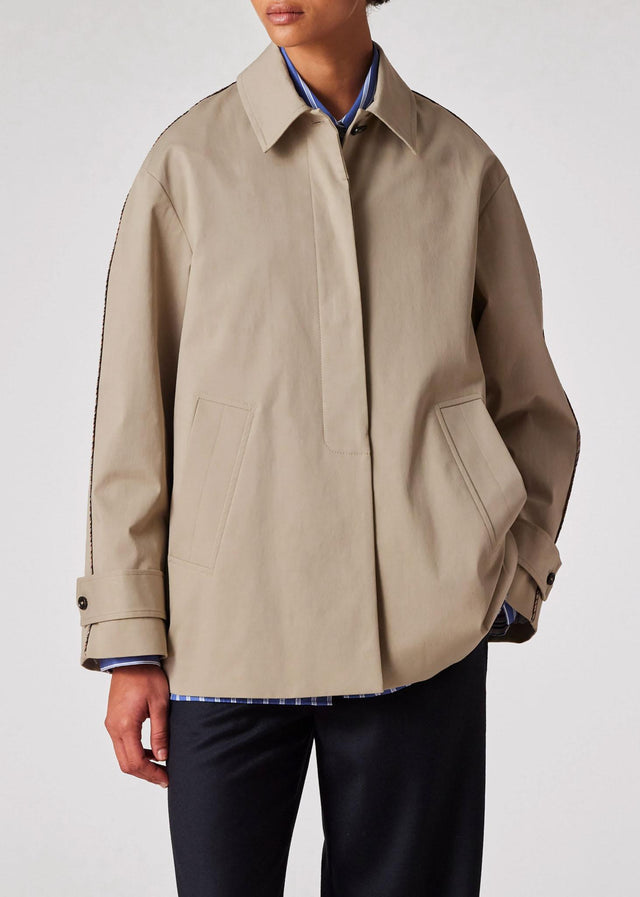 WOMEN'S COTTON TRAPEZE SHORT JACKET - STONE W1R-366J-N01934 63A Stone PAUL SMITH 