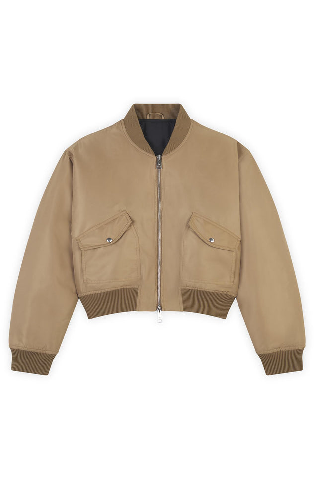 BOMBER IN NYLON WITH LOGO HANDWRITING EMBROIDERY - TAUPE LW02109WQ0061 TAUPE Maison Kitsune 