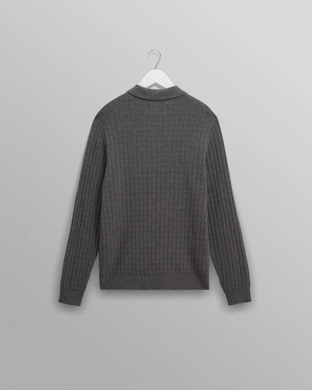 DIAMOND STRIPE OBAN POLO - GREY MARL AW25-KNT-OBN-BTV-MRL -GREY MARL WAX LONDON 