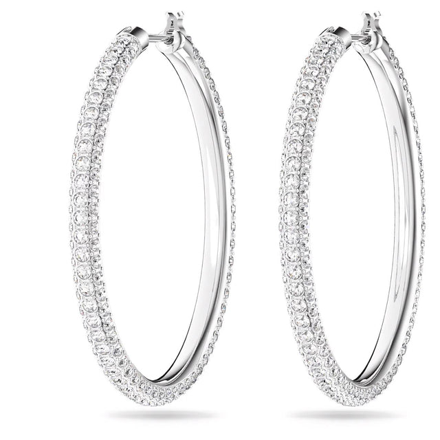 STONE PE HOOP HOOP - WHITE/RHODIUM PLATED