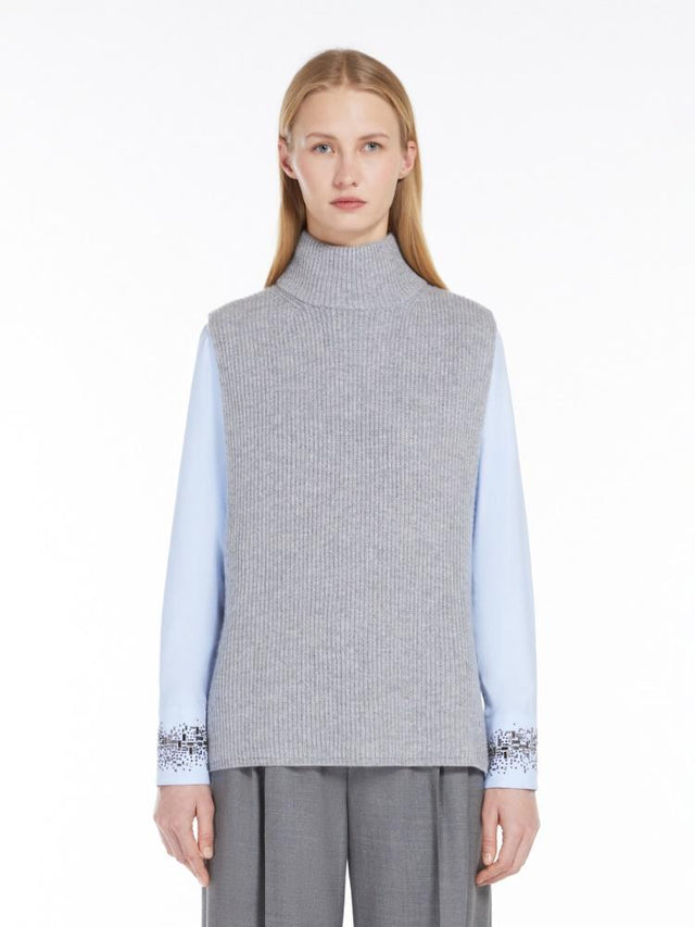 SABBIA KNITTED WAISTCOAT - LIGHT GREY 2426356012600 -8 MAX MARA 