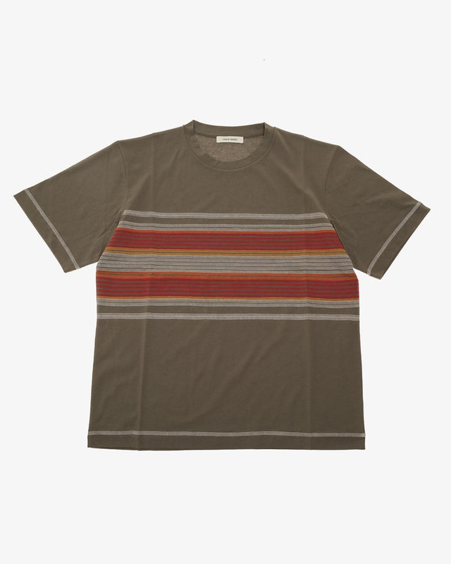 FLATLOCK STRIPE TSHIRT - OLIVE CGSS24CJETSS19 OLIVE CRAIG GREEN 