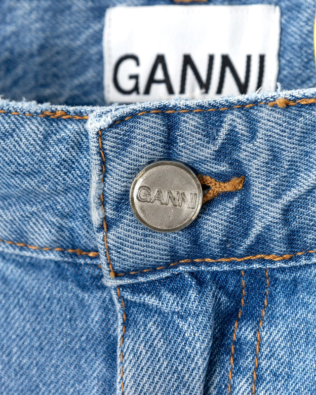 BRODERIE ANGLAISE DENIM CARPENTER JEANS - LIGHT BLUE STONE