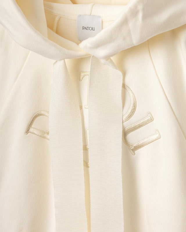 LOGO AND JP MONOGRAM CROPPED HOODIE - SNOWBERRY WHITE JE1929995 -097C SNOWBERRY WHITE PATOU 