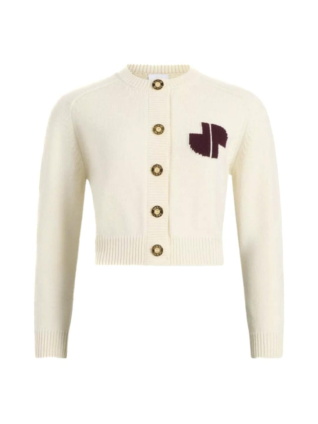 INTARSIA WOOL AND CASHMERE CARDIGAN - WHITE KN2818064 -001W WHITE PATOU 