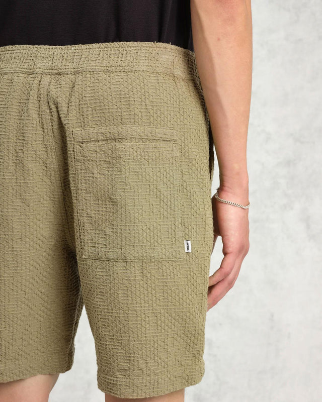 KURT SHORT HONEYCOMB DOBBY - KHAKI SS25-STS-KUR-BRV-KHA -KHAKI WAX LONDON 