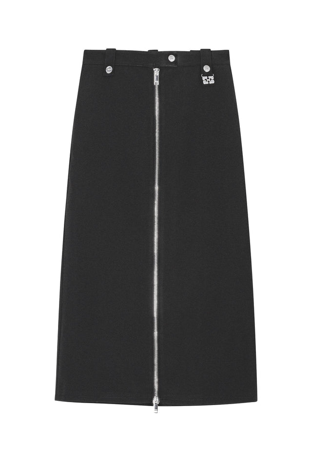 BONDED CREPE LONG SKIRT - BLACK W0240 -099 BLACK GANNI 