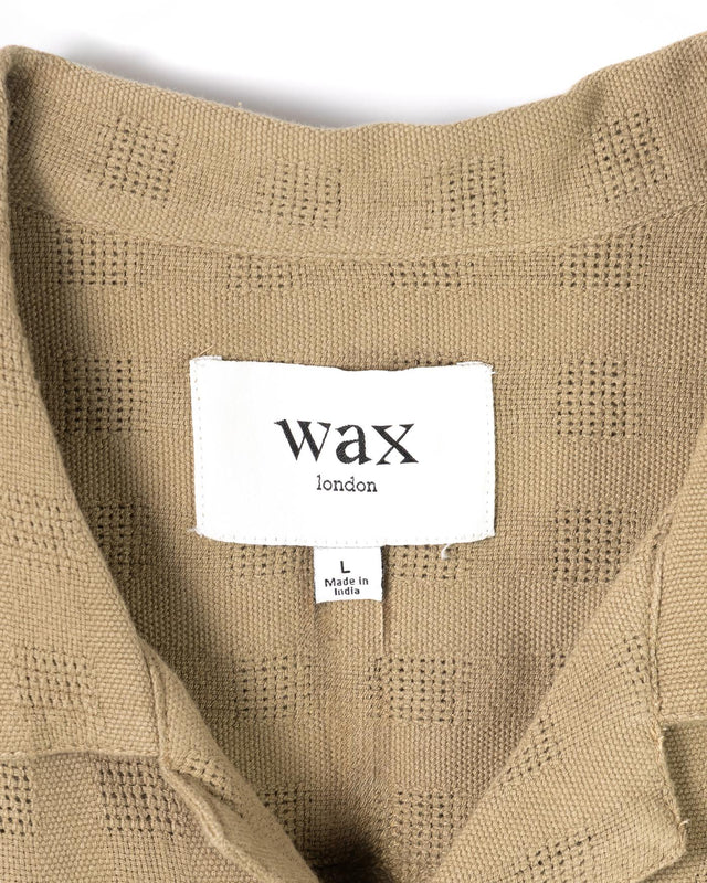 DIDCOT SS SHIRT OPEN WEAVE GRID - KHAKI SS25-SSS-DID-BOP-KHA -KHAKI WAX LONDON 