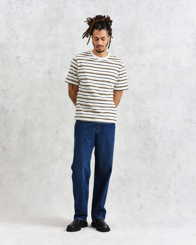 DEAN STRIPED TEXTURED T-SHIRT - ECRU
