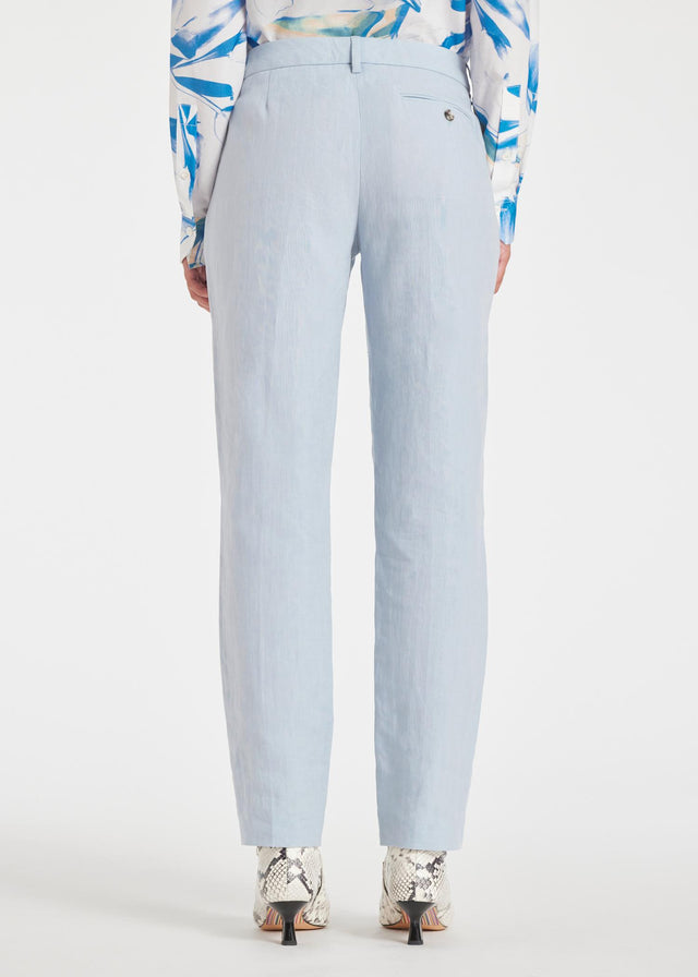 WOMEN'S LINEN TAPERED TROUSERS -  PALE BLUE W1R-264T-M01427 41A PAUL SMITH 