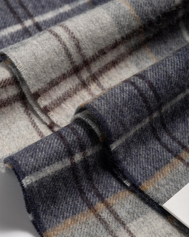 WOOL CASHMERE TARTAN SCARF - GREY MIDNIGHT USC0002TN38 -GREY MIDNIGHT TARTAN BARBOUR 